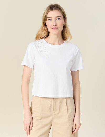 T-shirt manches courtes blanc femme