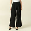 Pantalon large taille haute noir femme