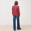 Blouse cintr&eacute;e dentelle manches longues rouge fonc&eacute; femme