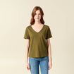 T-shirt manches courtes vert olive femme