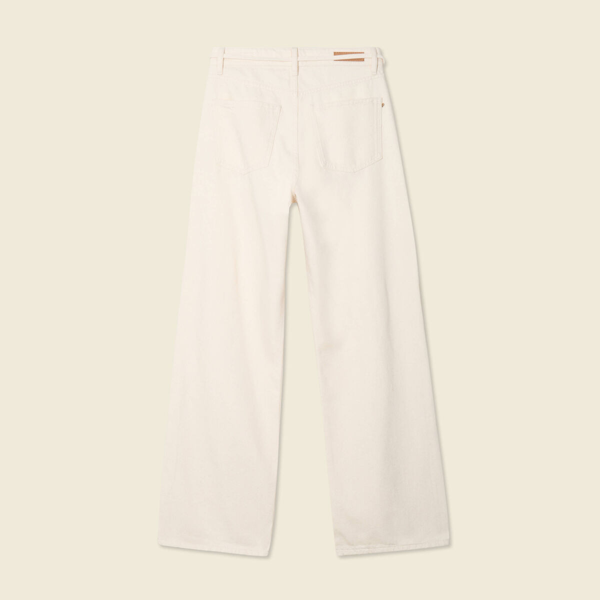 Jeans baggy ceinturé denim blanc femme
