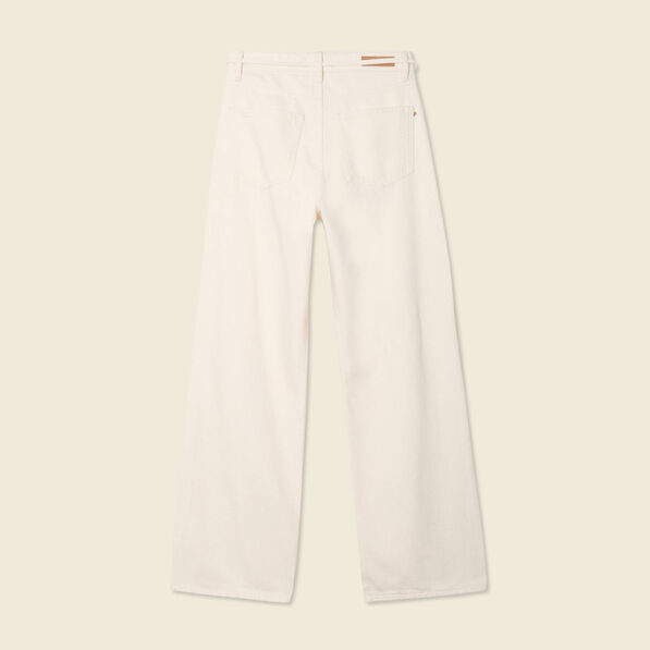 Jeans baggy ceinturé denim blanc femme