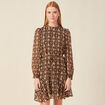 Robe trapèze col montant camel femme