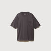 T-shirt droit en coton col ras du cou gris fonc&eacute; homme
