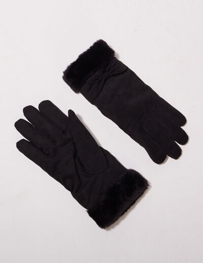 Gants avec noeuds noir femme