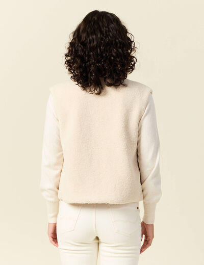 Gilet sans manches r&eacute;versible creme femme
