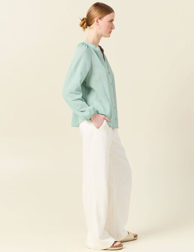 Chemise manches longues vert pastel femme