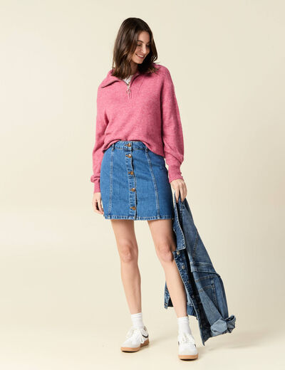 Jupe trapèze en jean denim stone femme