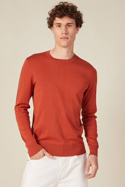 Pull manches longues rouge clair homme