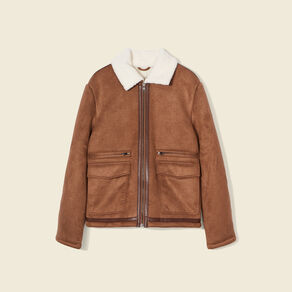 Blouson suédine col aviateur marron homme