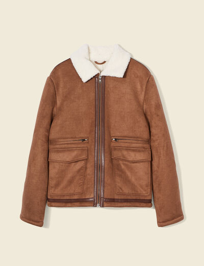 Blouson suédine col aviateur marron homme