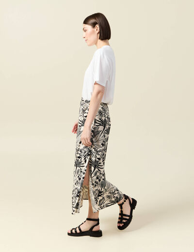Jupe fluide taille standard blanc femme
