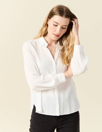 Chemise manches longues ecru femme