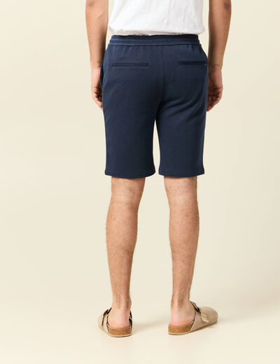 Bermuda droit élastiqué bleu foncé homme