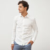 Chemise droite en coton manches longues ecru homme