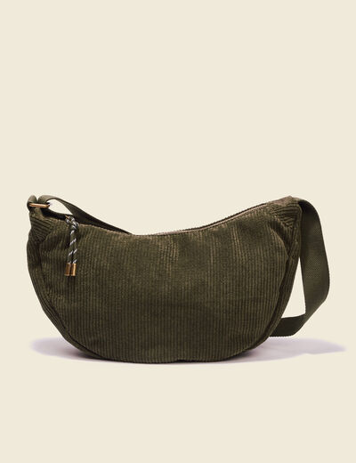 Sac banane velours c&ocirc;tel&eacute; taupe femme