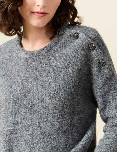 Pull manches longues gris clair femme