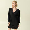 Robe patineuse courte manches longues noir femme