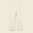 Pantalon large taille haute en velours creme femme