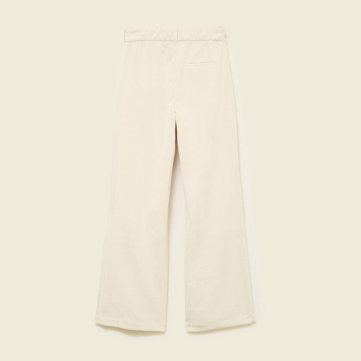 Pantalon large taille haute en velours creme femme