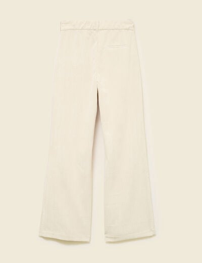 Pantalon large taille haute en velours creme femme