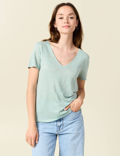 T-shirt éco-responsable vert pastel femme