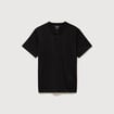 T-shirt col mao manches courtes en coton noir homme