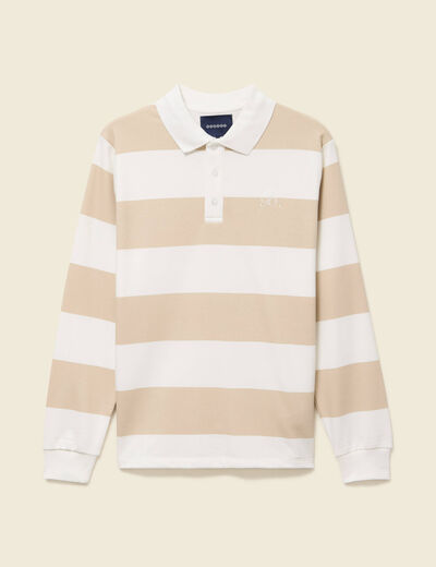 Sweat col polo manches longues sable homme