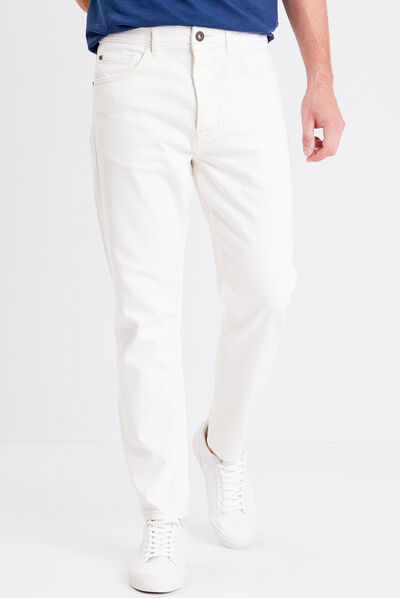 Jeans tapered détails destroy denim blanc homme