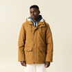 Parka droite à capuche doublée marron homme
