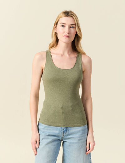 Débardeur femme uni col arrondi Instinct vert kaki femme