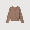 Gilet manches longues col rond taupe femme