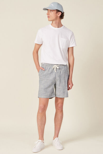 Bermuda droit élastiqué bleu homme