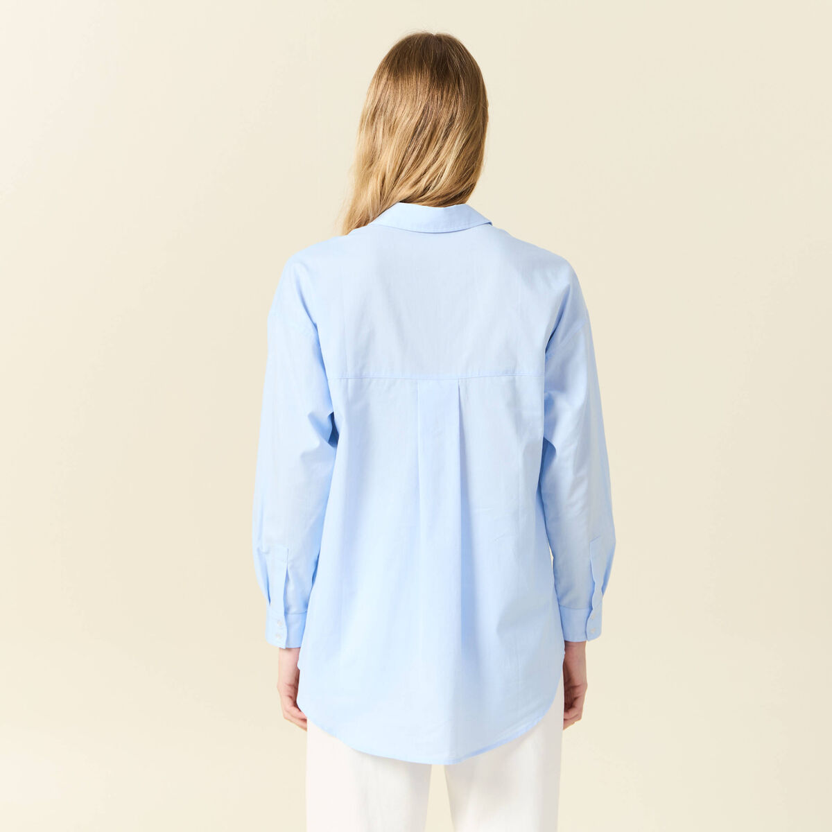 Chemise manches longues bleu ciel femme