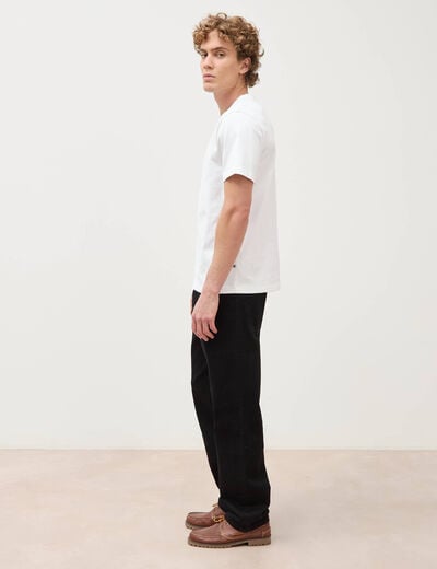 T-shirt col mao manches courtes en coton blanc homme