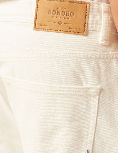 Jeans straight tapered denim blanc homme
