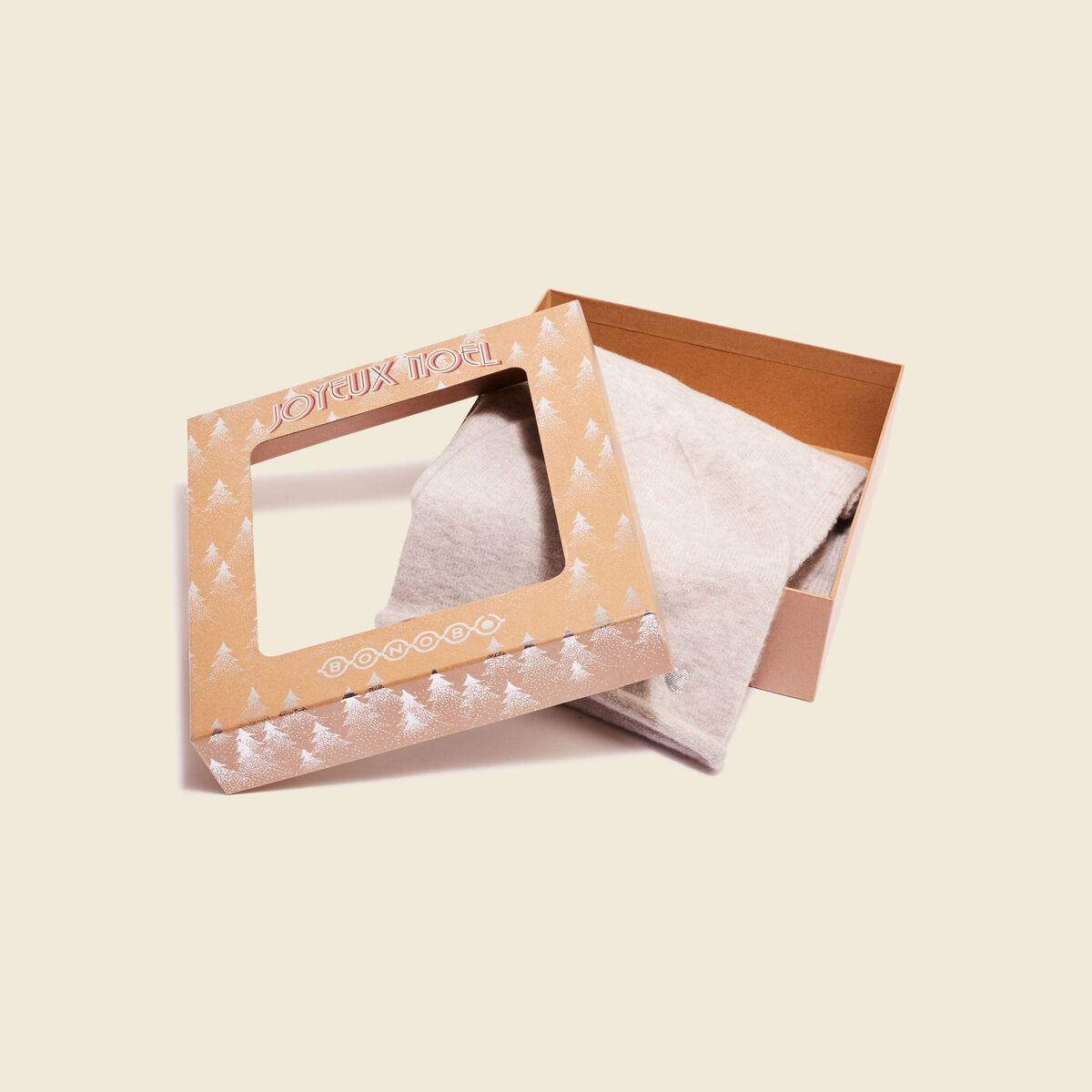 Coffret bonnet et écharpe avec cachemire gris femme
