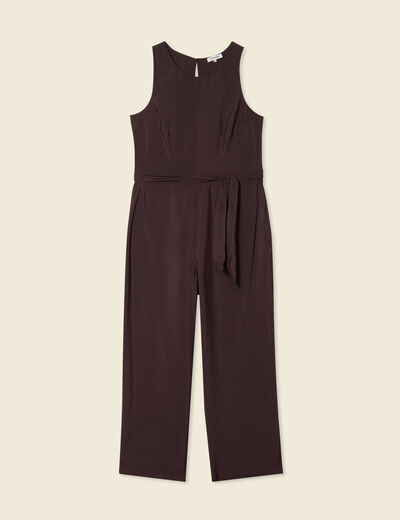 Combinaison pantalon large marron foncé femme