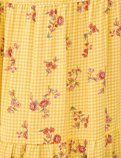 Jupe longue &eacute;vas&eacute;e fluide jaune femme