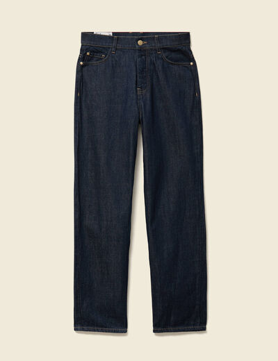 Jeans straight taille haute denim brut rinse femme