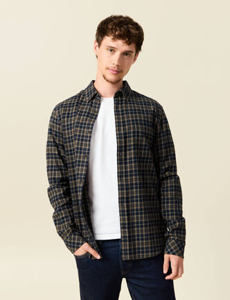 Chemise col classique manches longues vert kaki homme