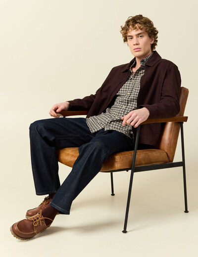 Chemise col classique manches longues vert kaki homme