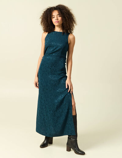 Robe sans manches bleu fonc&eacute; femme