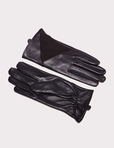 Gants en cuir noir femme