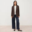 Blazer manches longues col tailleur marron fonc&eacute; femme