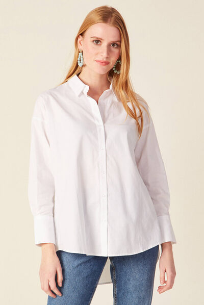 Chemise manches longues blanc femme