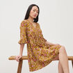 Robe col v manches au coude vert olive femme