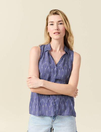 Blouse sans manches bleu marine femme