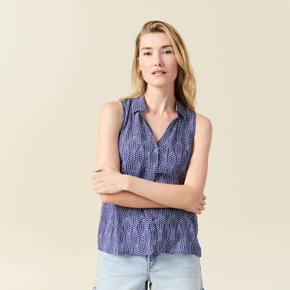 Blouse sans manches bleu marine femme