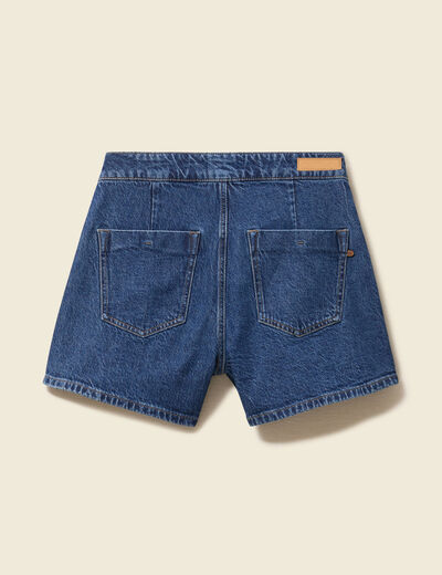 Jupe-short taille haute en jeans denim stone femme